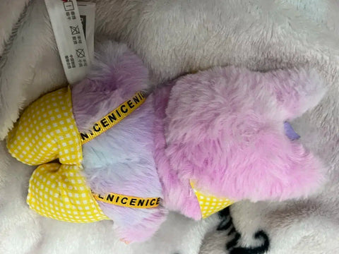 Labubu Fluffy Doll Yellow Check