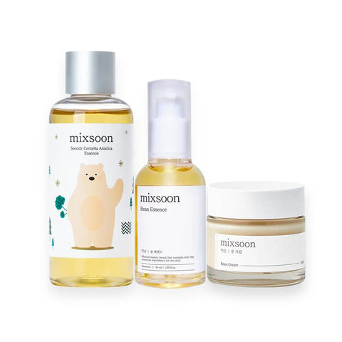 [Venezuela Only] Korean Skincare Set (Mixsoon Bean essence 50ml, Centella essence 100ml, Bean cream 50ml & AnyBand Pimple Patch 10 packs (420 pcs)