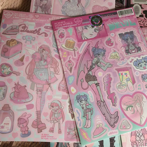 Domiworld Discontinued Stickers Savage Angel Magenta Devil Pink Killer etc.
