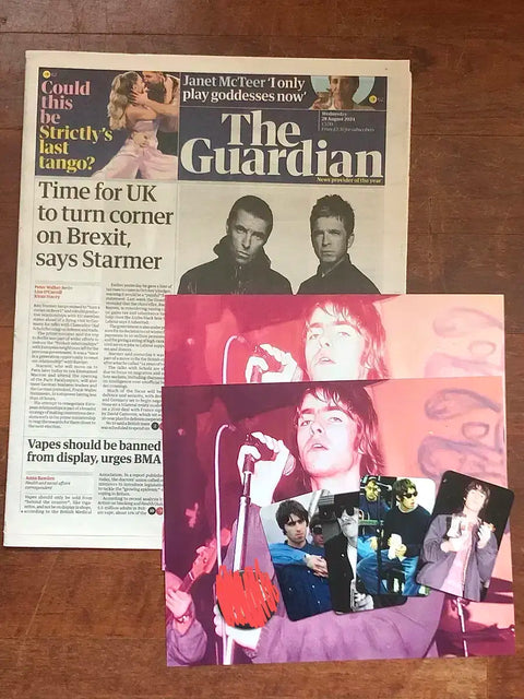 Oasis Guardian newspaper, Liam Gallagher goods as a set