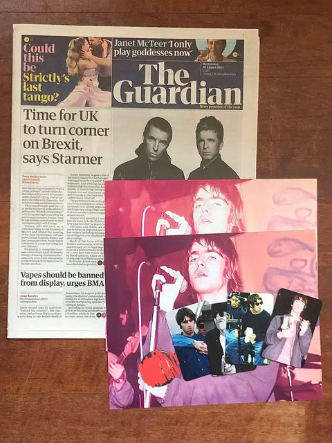 Oasis Guardian newspaper, Liam Gallagher goods as a set
