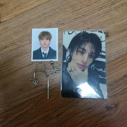 Stray Kids SKZ Hyunjin Photocard + Hyunjin Lee Know Inspired Earrings/Piercings