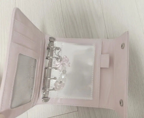 Photocard binder holder diary wallet 5-ring pink keyring