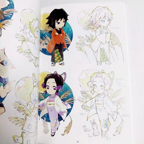 Demon Slayer: Kimetsu no Yaiba Tanjiro Nezuko Zenitsu Giyu Mini Character Photobook Illustration Collection