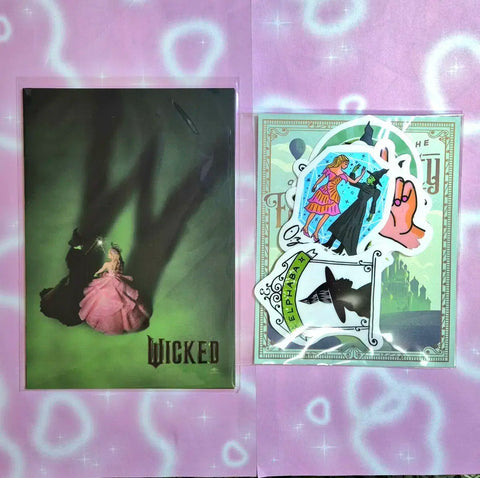 Wicked Benefit Postcard, Sticker Pack / Megabox Week 2 Deco Pack Set Movie Megabox