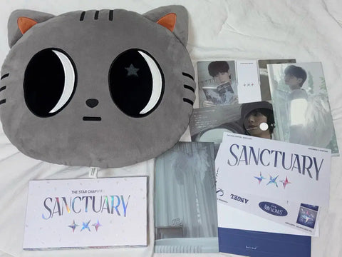 TXT Tomorrow X Together Taehyun horned-TXT Dago Cat Face Cushion + Sanctuary Album Angel