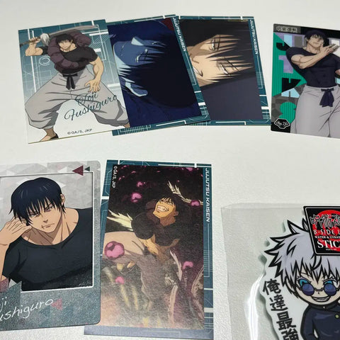 Selling Jujutsu Kaisen goods, stickers, and cards as a set.