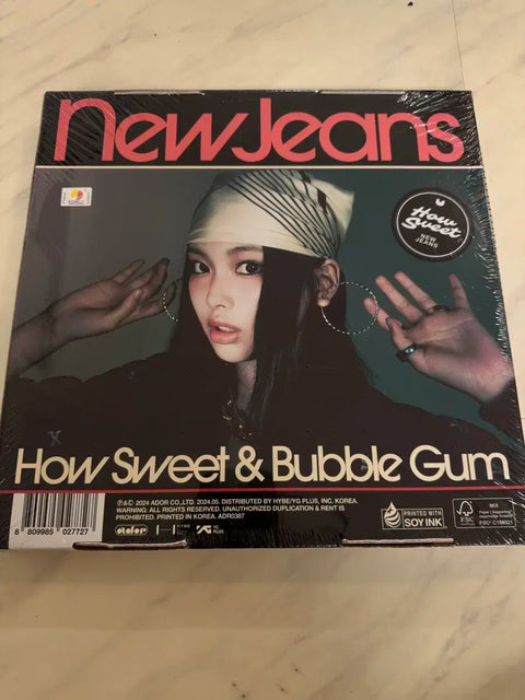 Unopened NewJeans album How Sweet & Bubble Gum