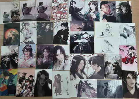 Selling unofficial Return of Mount Hua Sect postcards and photo cards.