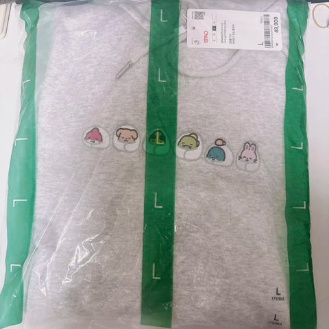 Sleepground Pixel Lee SPAO Collaboration Hoodie Pullover Gray Melange Grey