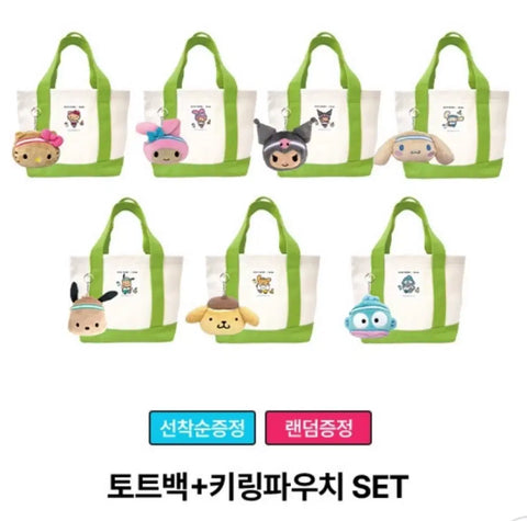 Olive Young Sanrio Pochacco Cutie Run Tote Bag + Doll Keyring Pouch