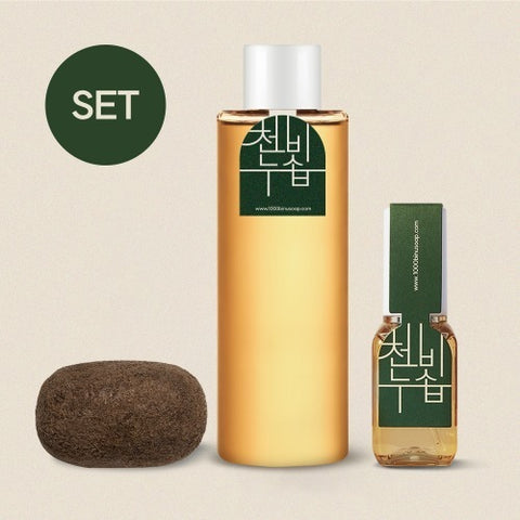 [✈️KOREA] 1000binusoap - Foundation Care Set (cleansing soap pack 100g, Essence 260ml, Serum Ampoule 30ml)