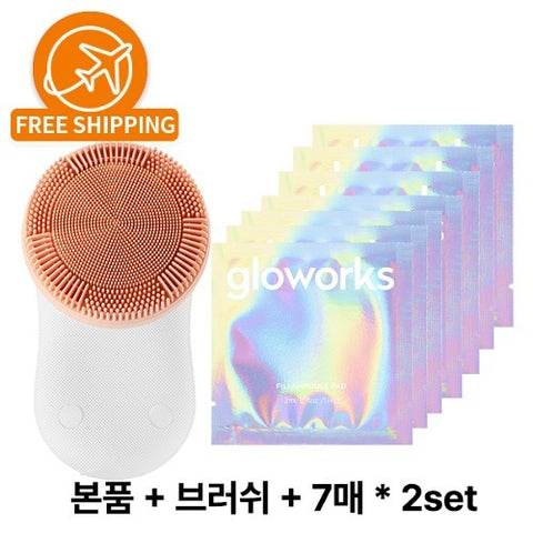 [✈️KOREA] Gloworks - SET 3 (4D Motion Vibration Beauty Device+cleansing brush+Philips Ambient Silk Pad 7 sheets *2set (14 sheets))