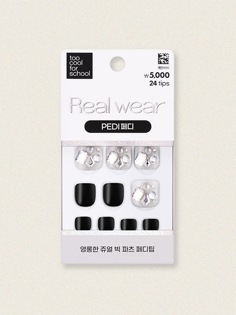 [✈️KOREA] Daiso - [Starlit Black] 25Y Too Cool For School Real Wear Pedi Tip 24pcs